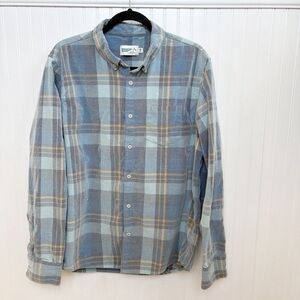 Wellen Blue & Yellow Plaid Baby Corduroy Long Sleeve Button Down Shirt Men’s XL